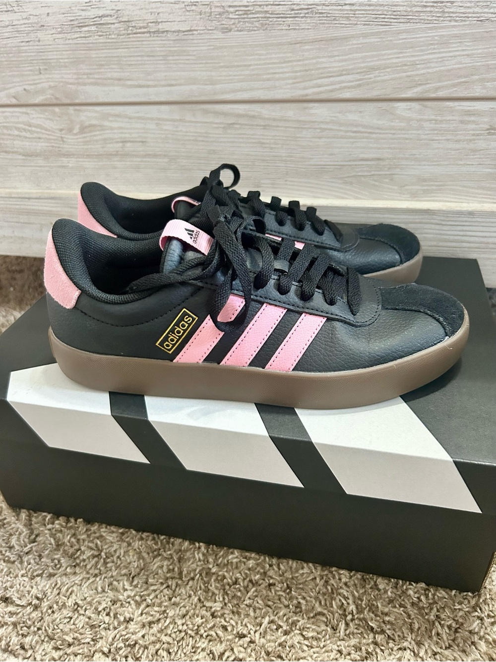 Adidas Black Light Pink VL Court 3.0 Sneakers